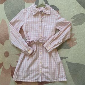 Girls’ Vineyard Vines 5t Pink White Check Belted Shirt Dress GUC